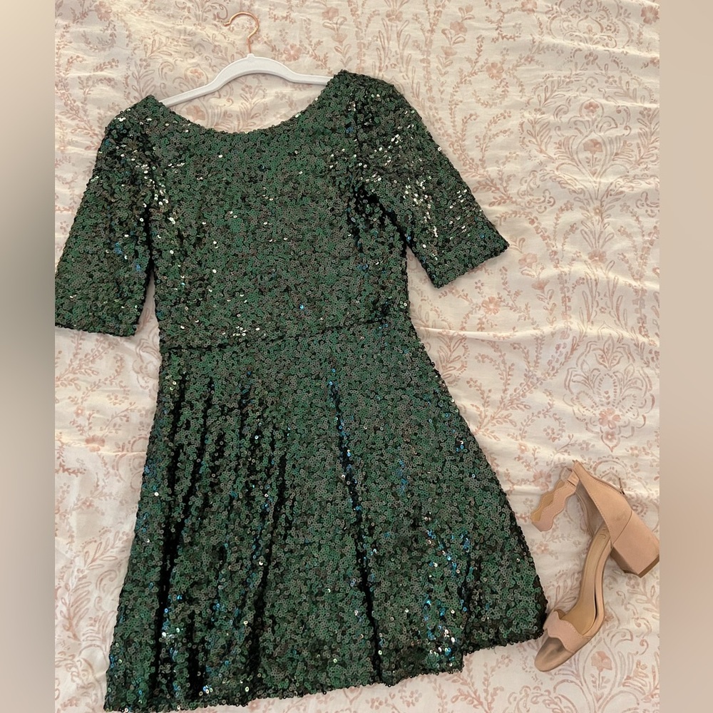 French Connection Green Sequin Dress